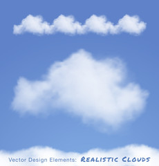 Realistic Clouds on blue sky.  Vector illustration