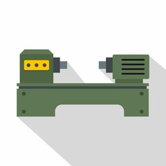 Lathe machine icon, flat style