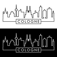Cologne skyline. Linear style. Editable vector file. - obrazy, fototapety, plakaty