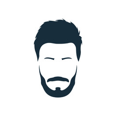 Hipster with trendy modern hairstyle, mustache and beard. Vector illustration.