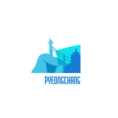 Sign buildings of Pyeongchang. Colorful architecture. Vector illustration.