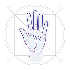 divination by lines on a hand. Palm reading or palmistry