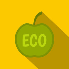 ECO green apple icon, flat style