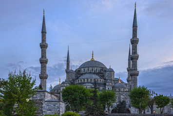 Fototapeta na wymiar Istanbul mosque Sultanahmet architectural view, Blue mosque