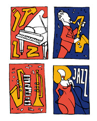 Jazz music festival poster set