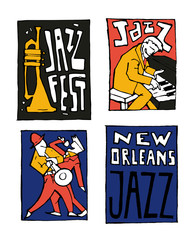 Jazz music festival poster set
