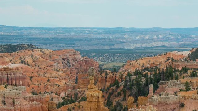 Spectacular view at the cliffs and cloud sky. Amazing mountain landscape. Breathtaking view of the canyon. Bryce Canyon National Park. Utah. USA.  4K, 3840*2160, high bit rate, UHD