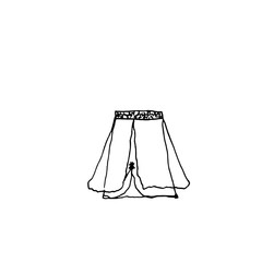 Illustration of clothes. Line drawing of skirt on white