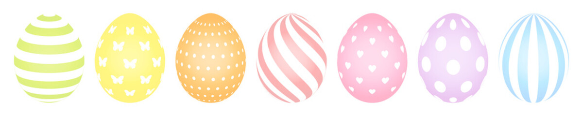 7 Easter Eggs Pastel White Pattern