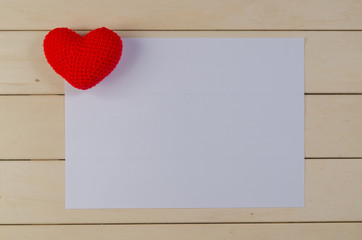 Red hearts on wooden board , valentine concept