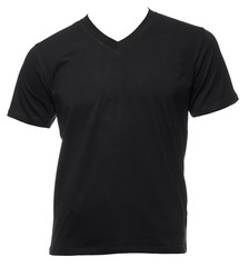 Black shortsleeve cotton tshirt template isolated