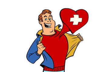 Switzerland patriot man isolated on white background