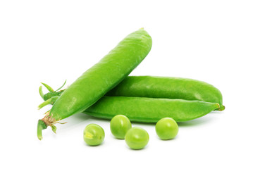 fresh green peas isolated on a white background