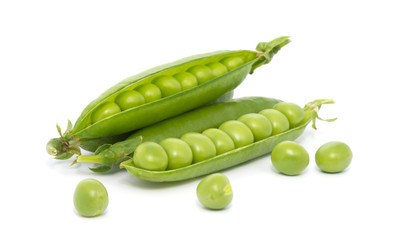 fresh green peas isolated on a white background