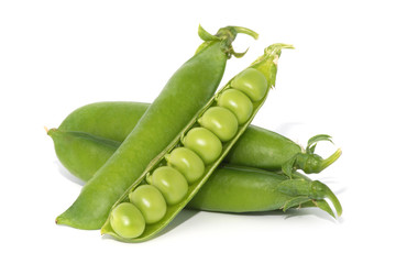 fresh green peas isolated on a white background