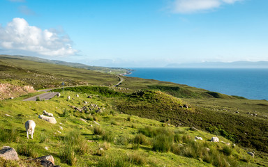 The North Coast 500 Road and Isle of Skye, Scotland. The 500 mile route travels the northern Highlands most dramatic countryside and coastlines.