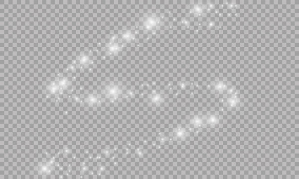 Vector sparkling falling star. Stardust trail. Glow light effect. Vector illustration. Christmas flash Concept.