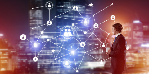 Naklejka premium Modern wireless technologies and networking as tool for effective business