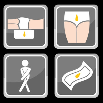 Urinary Incontinence Protection Icon Set