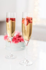 Champagne with strawberry 