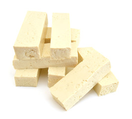 Fresh Tofu cubes isolated on white