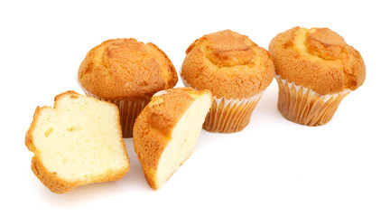Muffins on the white background