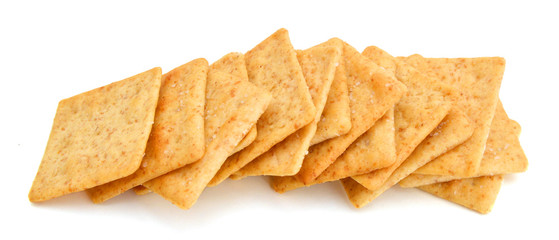 Crackers on white background with clipping path