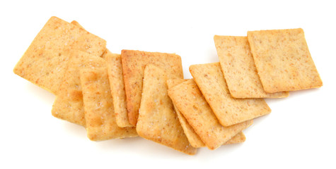 Crackers on white background with clipping path