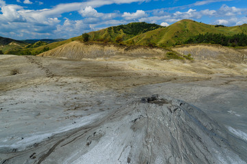 A view of muddy volcanoes from Buzau, Romania