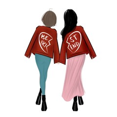 Playful best friend walking together