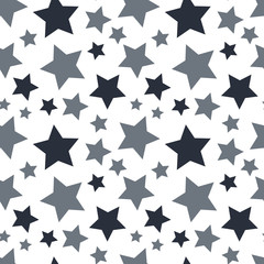 Obraz premium Star seamless pattern. White and grey retro background. Chaotic elements. Abstract geometric shape texture. Effect of sky. Design template for wallpaper,wrapping, textile. Vector Illustration