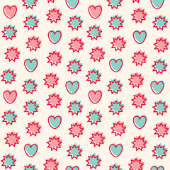 Simple seamless vector pattern with stars and hearts.