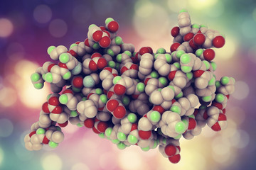Molecular model of human growth hormone, 3D illustration