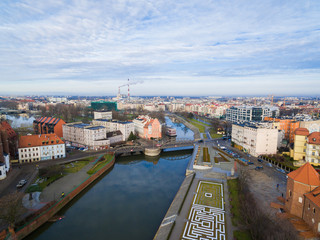 Obraz premium Aerial: Cathedral Island in Wroclaw, Poland