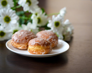 Homemade donuts with flowers