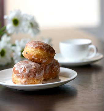 Homemade donuts with flowers