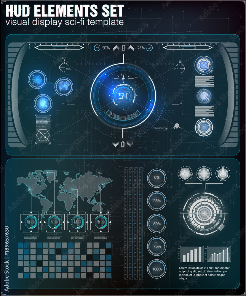 Poster futuristic user interface. hud ui. abstract virtual graphic touch user interface. infographic. vecto
