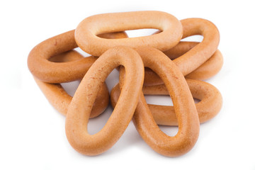 Many small bagel isolated on a white background.