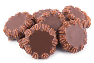 Chocolate chips cookies isolated on white