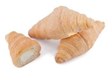 croissant with cream isolated on a white background