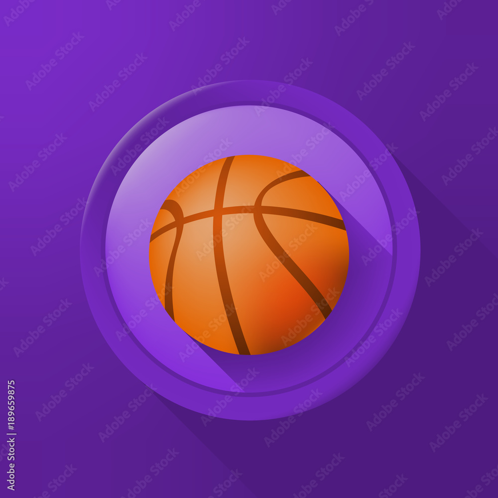 Poster basket ball icon on a button on color background . isolated vector illustration