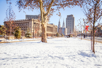 Snow in park Philadelphia