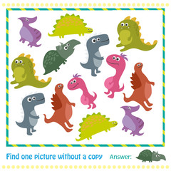 Kids educational game.Vector illustration of kids puzzle with cartoon dinosaur