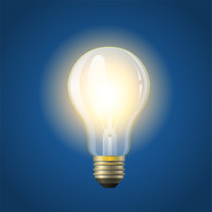 Glowing incandescent bulb - modern vector realistic isolated illustration