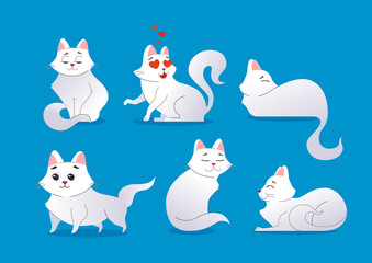 Cute white cat - modern vector cartoon characters illustration