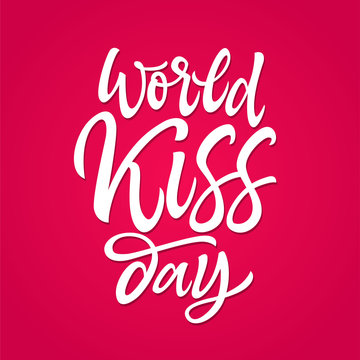 World Kiss day - vector hand drawn brush pen lettering