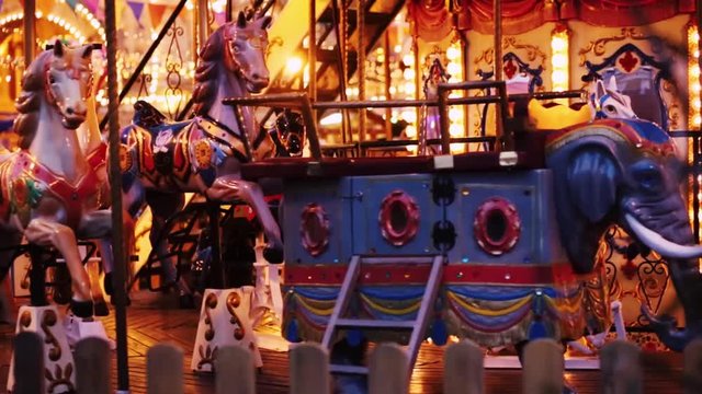 Russia. Moscow. Red Square. French Christmas carousel at the fair