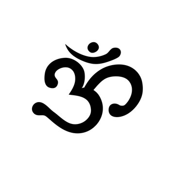 Om Aum Ohm india sumbol meditation yoga mantra hinduism buddhism zen black icon vector