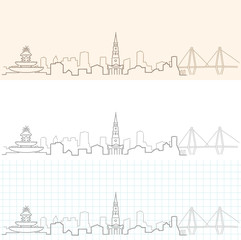 Obraz premium Ręcznie rysowane panoramę Charleston