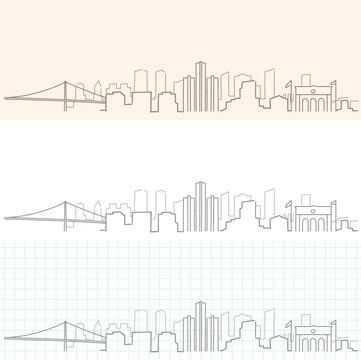 Detroit Hand Drawn Skyline